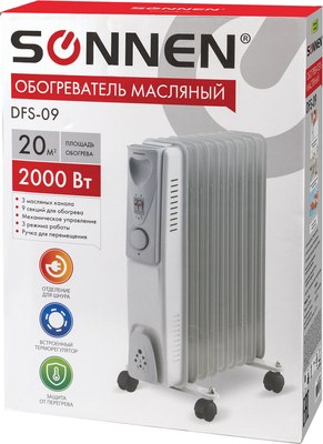 Масляный радиатор Sonnen DFS-09 / 453499 (белый)- фото8