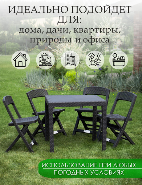 Комплект стульев садовых Ipae Progarden Asso / ASO88CAN-4- фото4