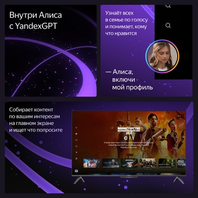 Телевизор Яндекс ТВ Станция Бейсик с Алисой 65’’ YNDX-00077- фото9
