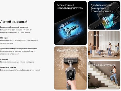 Вертикальный пылесос Jimmy Cordless Vacuum Cleaner JV83 Pro (черный/серый)- фото5