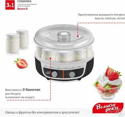 Сушилка для овощей и фруктов Великие Реки Волга-9 3в1- фото5