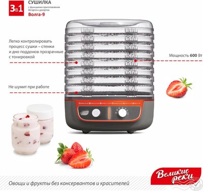 Сушилка для овощей и фруктов Великие Реки Волга-9 3в1- фото4