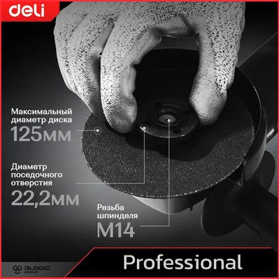 Угловая шлифовальная машина Deli EDE-JM125-1E (черный)- фото6