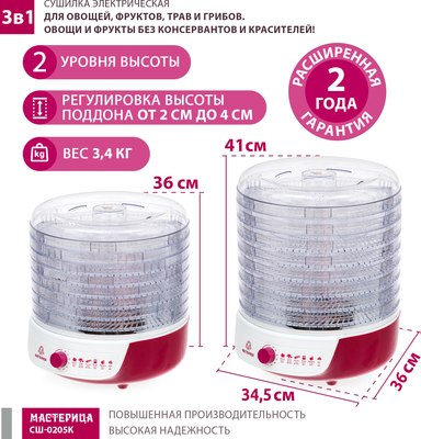 Сушилка для овощей и фруктов Мастерица СШ-0205К- фото8