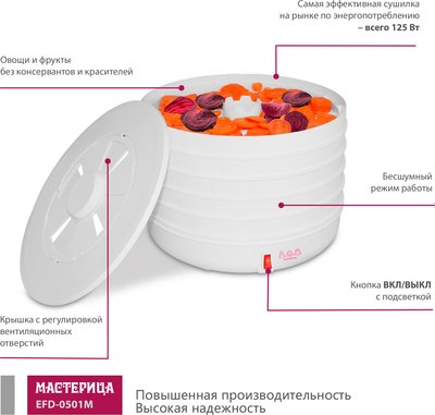 Сушилка для овощей и фруктов Мастерица EFD-0501M- фото2
