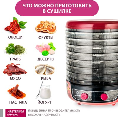 Сушилка для овощей и фруктов Мастерица EFD-2000 3в1- фото2