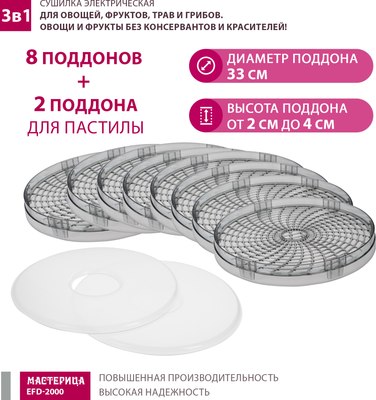Сушилка для овощей и фруктов Мастерица EFD-2000 3в1- фото7