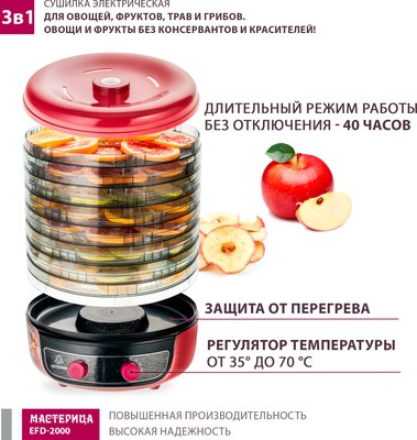 Сушилка для овощей и фруктов Мастерица EFD-2000 3в1- фото9