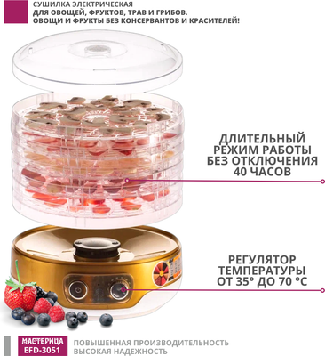 Сушилка для овощей и фруктов Мастерица EFD-3051- фото6