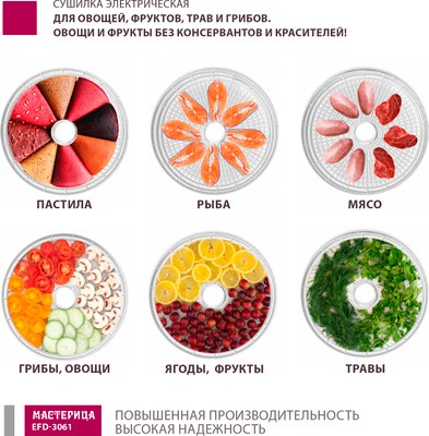 Сушилка для овощей и фруктов Мастерица EFD-3061- фото10