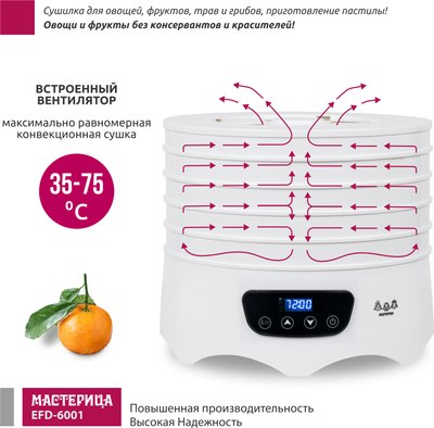 Сушилка для овощей и фруктов Мастерица EFD-6001- фото9