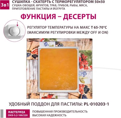 Сушилка для овощей и фруктов Мастерица ОНЭ-5.2-100/220- фото5