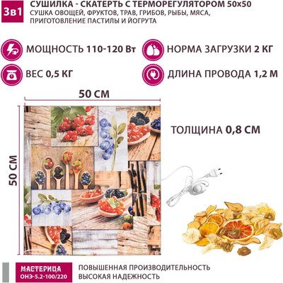 Сушилка для овощей и фруктов Мастерица ОНЭ-5.2-100/220- фото8