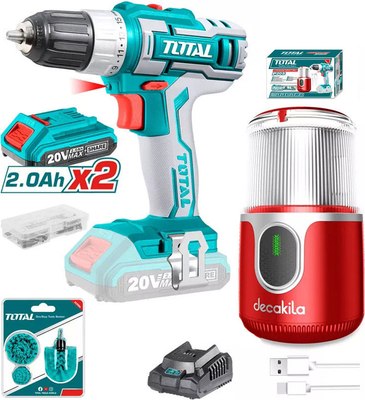 Аккумуляторная дрель-шуруповерт TOTAL TDLI2002 + Кофемолка Decakila KMCF022R / TOSLI23013