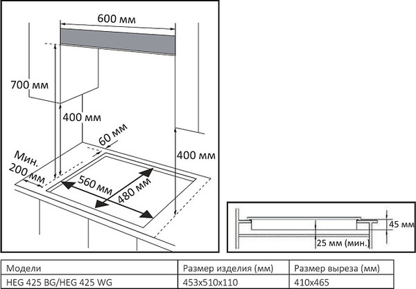 Газовая варочная панель Evelux HEG 425 BG- фото3