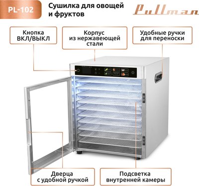 Сушильный шкаф для овощей и фруктов Pullman PL-102- фото4