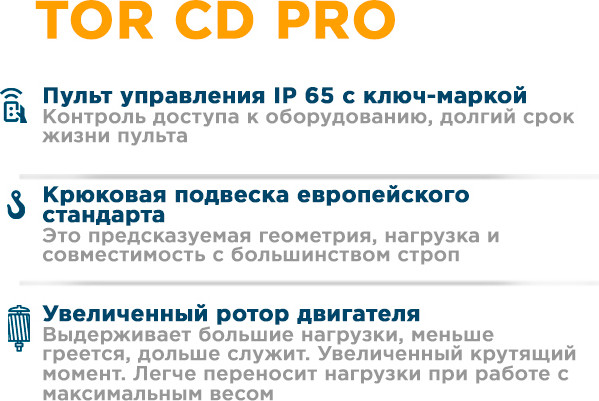 Таль электрическая TOR ТЭК CD г/п 0.5т 9м (серия J) 1024894- фото2