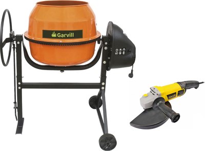 Бетономешалка Garvill БСЭ-120 + Угловая шлифовальная машина AG230-2200- фото