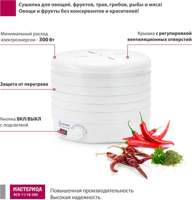 Сушилка для овощей и фруктов Мастерица ЭСБ-11/18-300- фото2