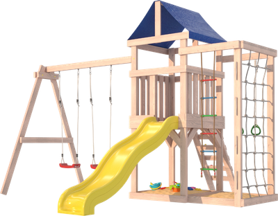 Игровой комплекс National Tree Company Fun Land для улицы и дачи с сеткой, стенкой и качелями / ДНПМ-6- фото