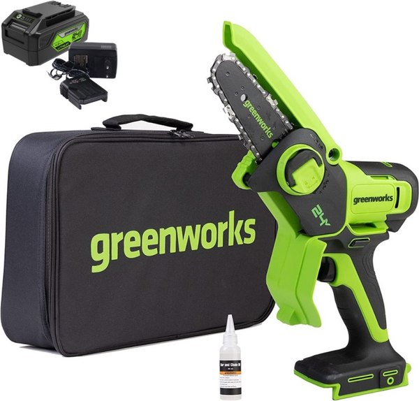 Пила цепная аккумуляторная Greenworks G24MCS10 / 2008207UB- фото2