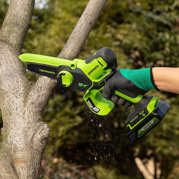 Пила цепная аккумуляторная Greenworks G24MCS10 / 2008207UB- фото4