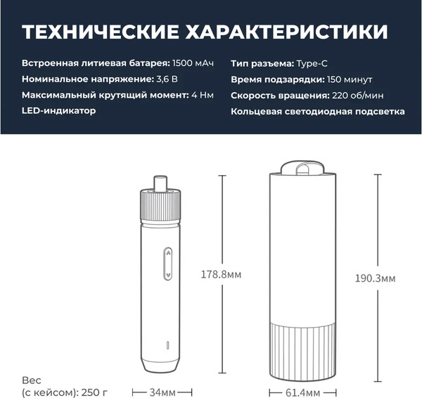 Электроотвертка HOTO Straight Handle Electric Screwdriver QWLSD001 / HTE0001GL- фото6, картинка6 Электроотвертка HOTO Straight Handle Electric Screwdriver QWLSD001 / HTE0001GL- фото6