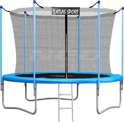 Батут Atlas Sport 252см 8ft с внутренней сеткой и лестницей- фото