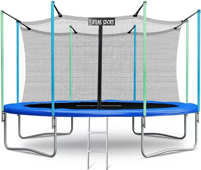 Батут Atlas Sport 374см 12ft с внутренней сеткой и лестницей- фото
