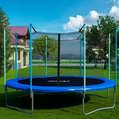 Батут Atlas Sport 374см 12ft с внутренней сеткой и лестницей- фото2