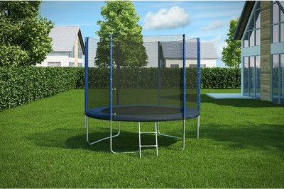 Батут Atlas Sport Basic 312см - 10ft с внешней сеткой и лестницей- фото2