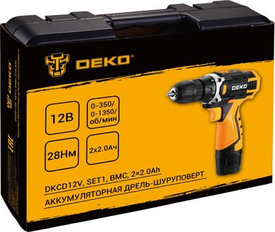Аккумуляторная дрель-шуруповерт Deko DKCD12V SET1 в кейсе + оснастка 13шт / 083-1022- фото6