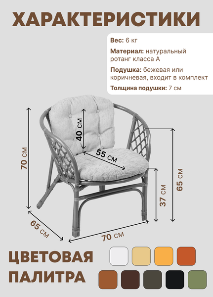 Кресло садовое Мебель Солнца Багама 01/17В- фото3