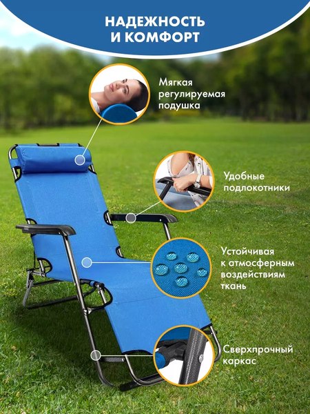 Складной шезлонг Classmark Голубой- фото2