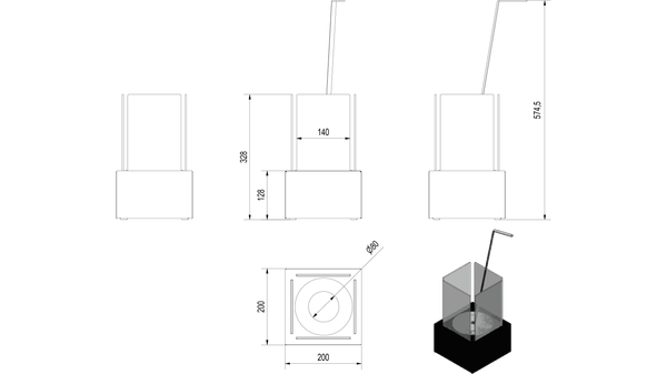 Биокамин Kratki Tango1 Czarny- фото7