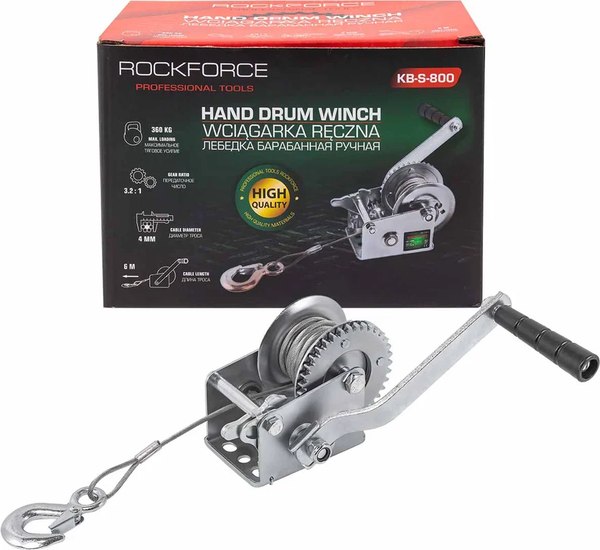 Лебедка ручная RockForce RF-KB-S-800- фото