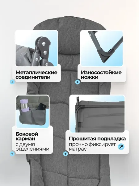 Складной шезлонг ISMA ISMA-FG-HY-8008BL- фото3