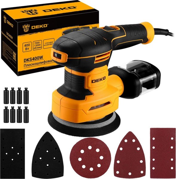 Эксцентриковая шлифовальная машина Deko DKS400W / 085-1058- фото