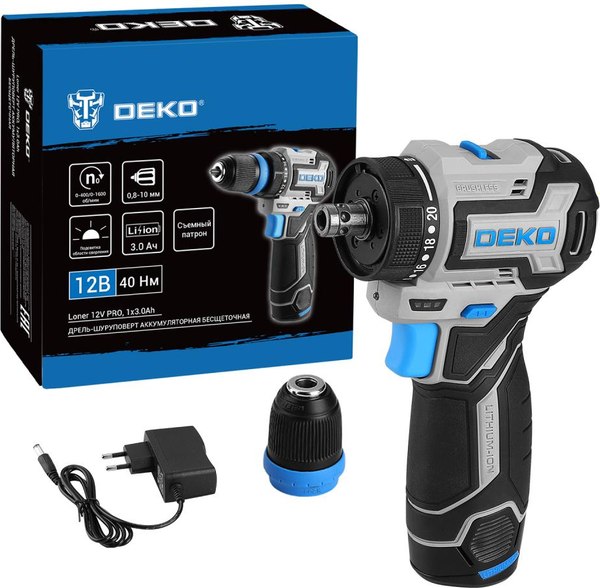Аккумуляторная дрель-шуруповерт Deko Loner 12V PRO / 085-1121- фото8