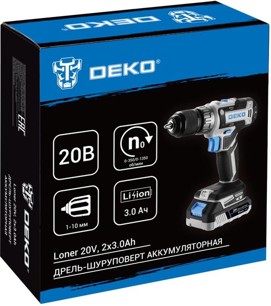 Аккумуляторная дрель-шуруповерт Deko Loner 20V / 085-1005- фото8