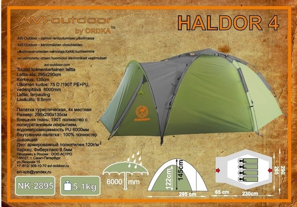 Палатка AVI-Outdoor Haldor 2895-NK- фото3