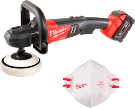 Полировальная машина Milwaukee M18 FAP180-502X FUEL Li-Ion5Ач + Респиратор20 / 4933451550P238