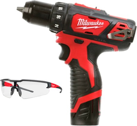 Аккумуляторная дрель-шуруповерт Milwaukee M12BDD-202С Li-Ion 2 А/ч+Очки1 / 4933441915P763