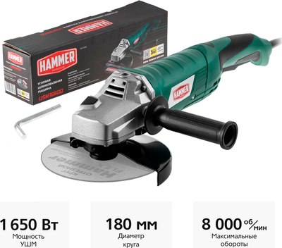 Угловая шлифовальная машина Hammer Flex USM1650D- фото2
