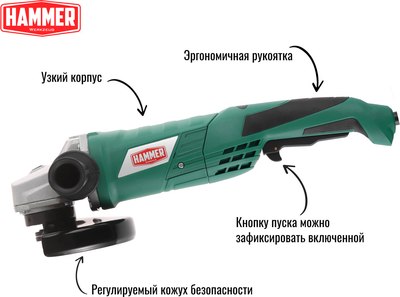 Угловая шлифовальная машина Hammer Flex USM1650D- фото3