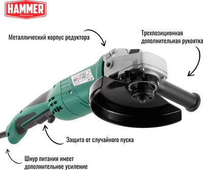 Угловая шлифовальная машина Hammer Flex USM1650D- фото4