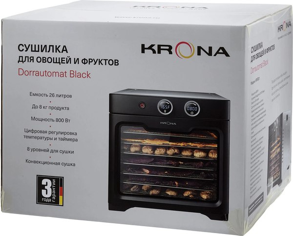 Сушильный шкаф для овощей и фруктов Krona Dorrautomat Black / КА-00009676- фото10
