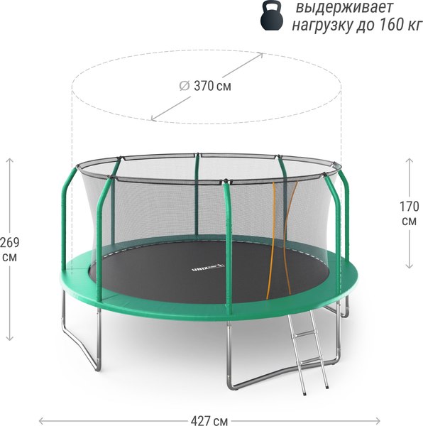 Батут UNIX Line Supreme Basic 14ft / trusub14g- фото2