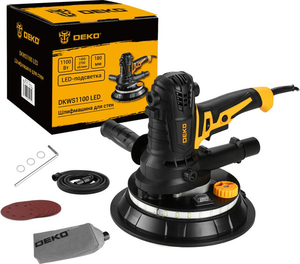 Шлифовальная машина для стен Deko DKWS1100 LED / 084-1090- фото