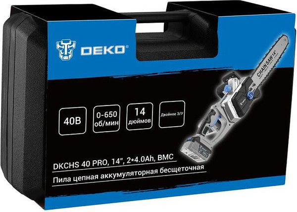 Пила цепная аккумуляторная Deko DKCHS 40 PRO / 084-2000- фото6